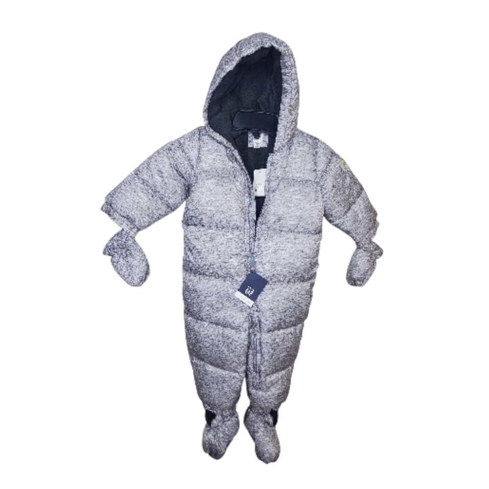 Baby Gap Puffer Snowsuit Fleece Water Resistant Warm Kidcore Gray Infant